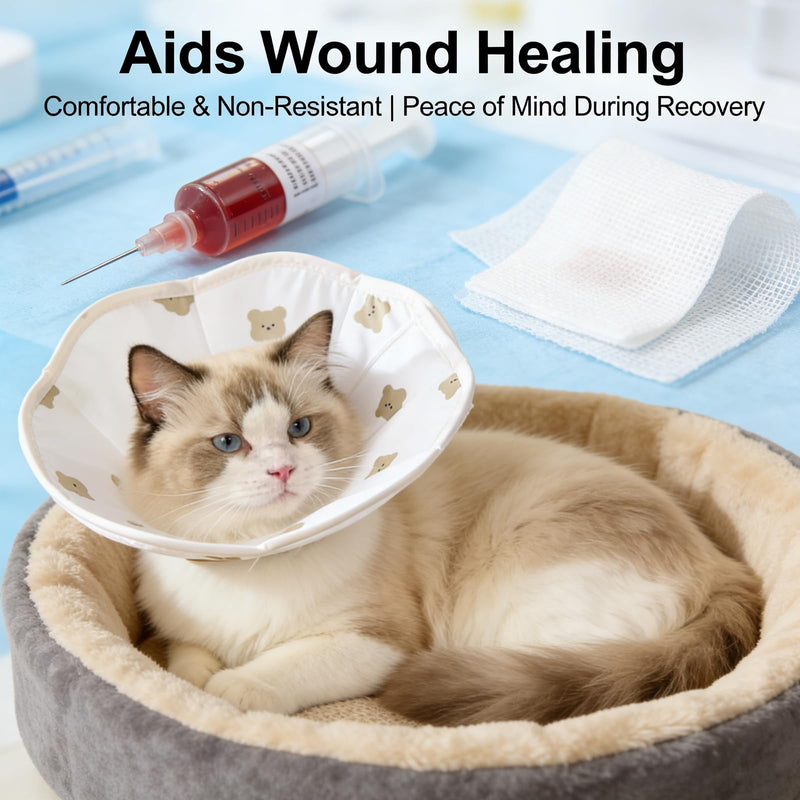 Soft Cat Cone Collar Anti,Adjustable Lightweight Cat Recovery Collar,Protective Cats Neck Cone After Surgery for Small Animal Cats Kittens Puppies After Surgery Grooming(M)