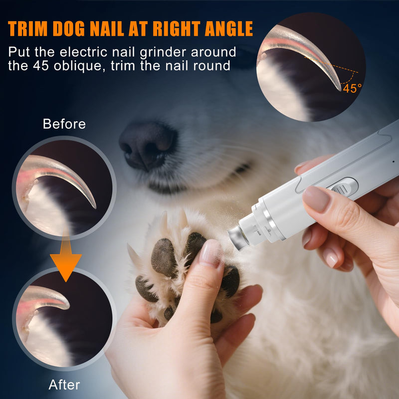 Dog Nail Grinder Quiet - Professional 2-Speed Electric Pet Nail Trimmer with Guard, Rechargeable & Painless Claw Grinder for Small Medium Large Dogs & Cats, Low Noise & Vibration Black3 - PawsPlanet Australia
