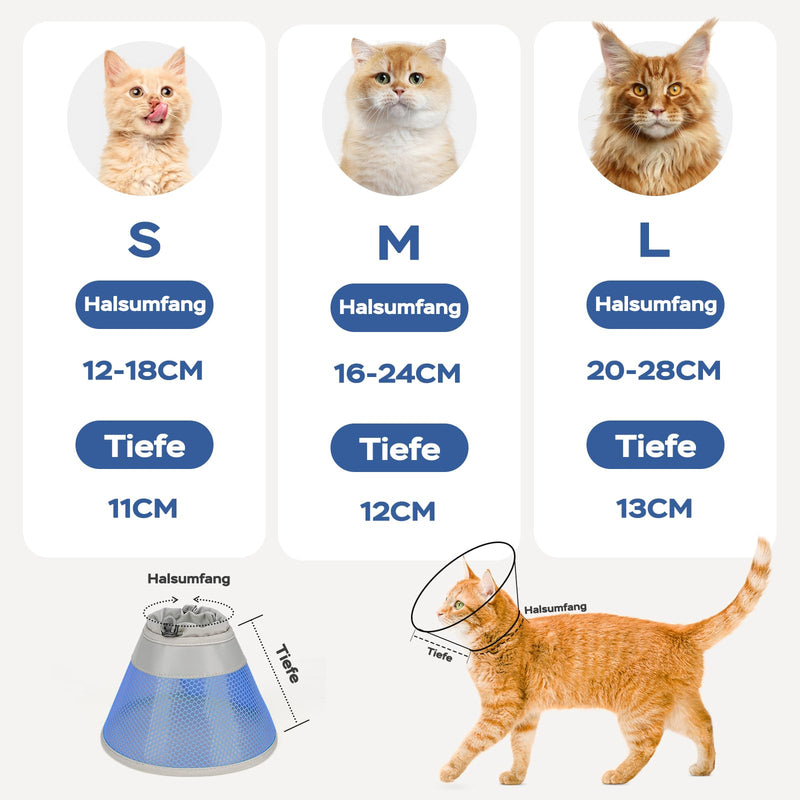 Supet Cat Collar - Soft and Comfortable, Adjustable, Waterproof, After Surgery to Prevent Licking and Scratching, Alternative to Plastic Elizabeth Cervical Collar (Deep Blue L) Deep Blue