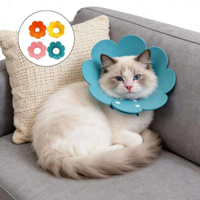 4 Pieces Cat Protective Collar, Cat Neck Brace, Pet Neck Brace Flower Shape, Soft Protective Collars for Cats and Dogs, Yellow, Orange, Pink and Blue