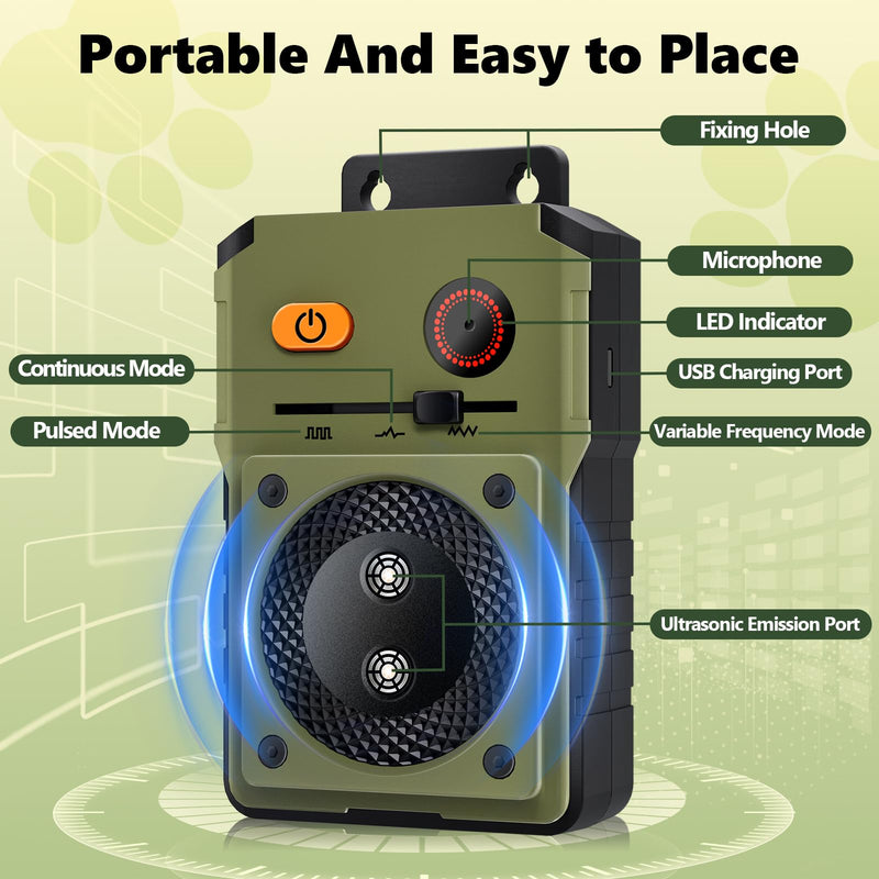 Anti Barking Device for Dogs, Rechargeable Ultrasonic Dog Control Devices, Auto Bark Deterrent Devices with 3 Modes,33FT Silencer Sonic Barking Deterrent Indoor/Outdoor Safe for Dog & People Green