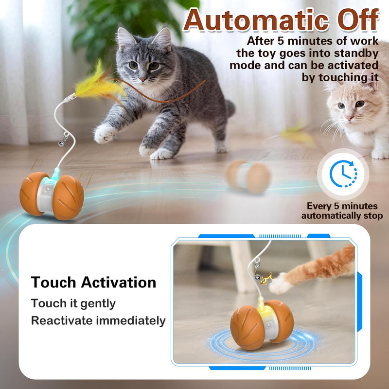 Cat Toys for Bored Indoor Adult Cats,Interactive Flying Feather Teaser,Automatic Moving Robot Cat Toy,Touch Activated Kitten Toy,Rechargeable Cat Enrichment Exercise Toys - PawsPlanet Australia