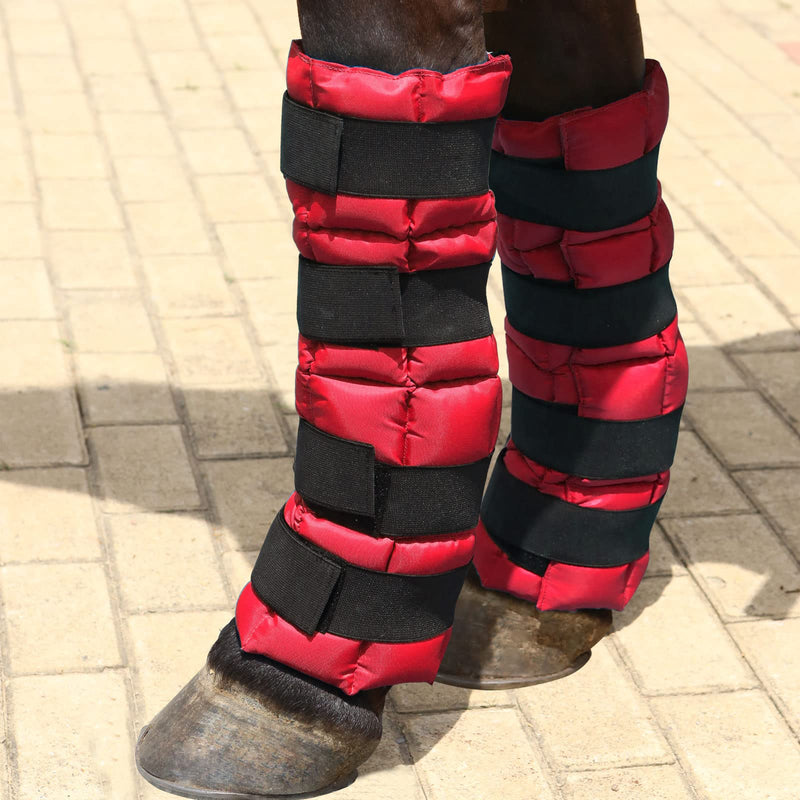 Harrison Howard Ice Boot for Horse Cool Gel Pack Leg Wrap for Treating Full Leg, Knee, Hock Injuries Reusable Ice Cooling Therapy, Universal Size Red