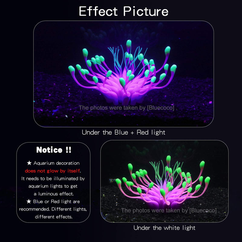 Soft Silica Gel Moves Naturally with Water Flow, Aquarium Decorations Glow in The Dark, Glowing Coral Ornaments for Fish Tank Decorations (Purple, Equinox) Purple - PawsPlanet Australia