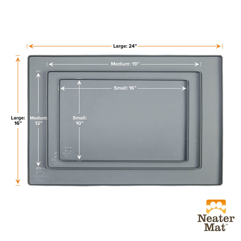 Neater Pet Brands Neater Mat - Waterproof Silicone Pet Bowls Mat - Protect Floors from Food & Water (Gunmetal, 19" x 12" Silicone) 19" x 12" Gunmetal - PawsPlanet Australia
