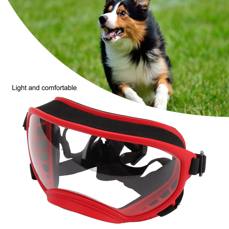 VBESTLIFE Dog Goggles, Windproof Ultraviolet Proof Dustproof Strap Dog Sunglasses for Large Breed Red Frame and Transparent Goggles