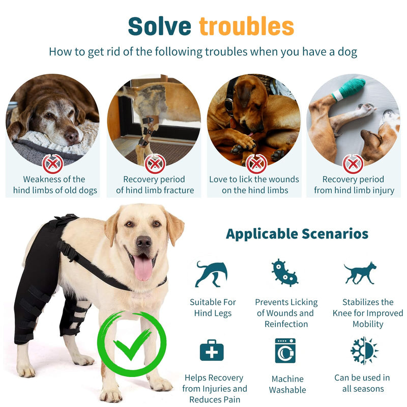 PETCUTE Dog Knee Brace,1 Pair Dog Elbow Brace Protector Pads,Adjustable Knee Brace Leg Support for Dogs Hind Legs Recover,Dog Leg Brace for Wound Injury and Sprain Healing of Arthritis L Red