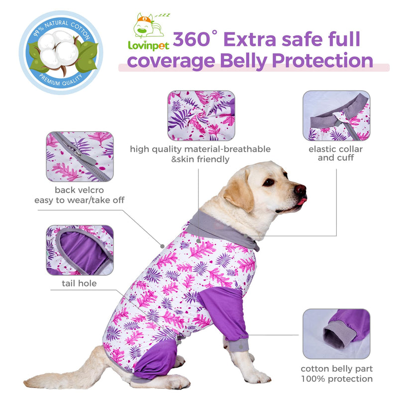 LovinPet Large Dog Recovery Suit - Dog Onesie for Surgery Female & Male Professional Anti-Licking Full Coverage for Anti-Shedding Pink - PawsPlanet Australia