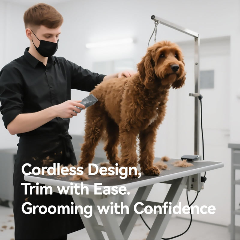 Cordless Dog Grooming Clippers More Than 12H Run Time 3-Speed Professional Pet Clippers for Grooming Heavy Duty Thick Hair Detachable Carbonized Steel Blade Low Noise Clippers + 10F Blade