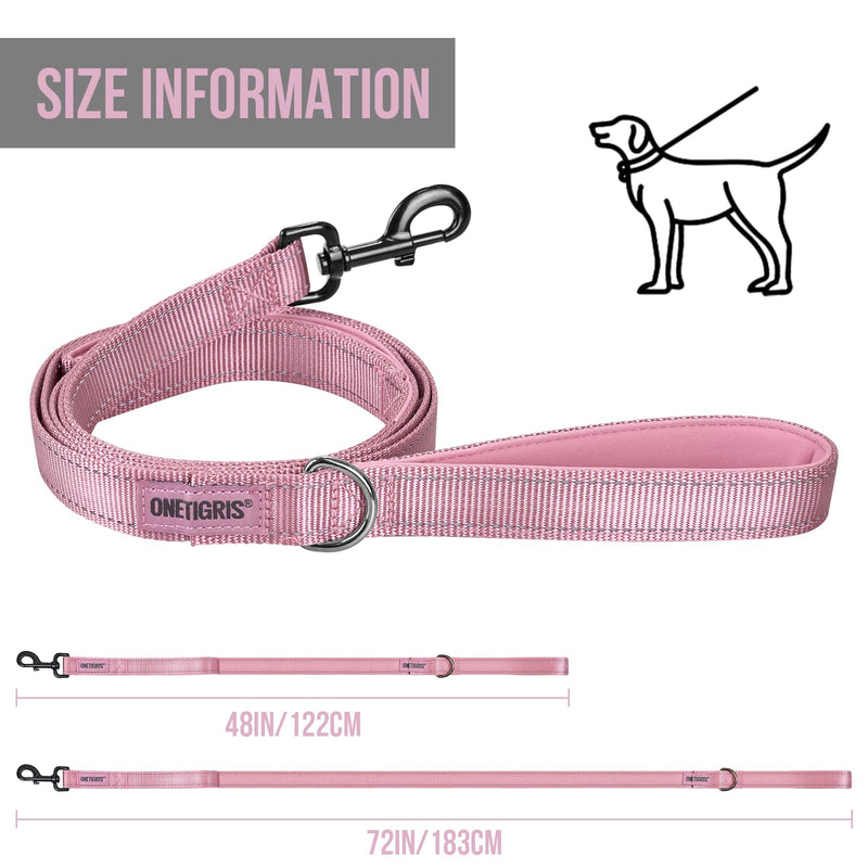 OneTigris Handled No-Pull Dog Walking Leash Long Traffic Leads for Medium to Large Dogs (Pink, 4FT) Pink - PawsPlanet Australia