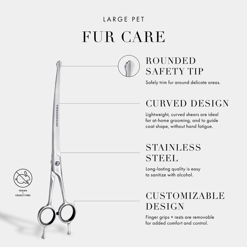 Tweezerman 9" Pet Grooming Scissors with Safety Round Tips, Professional Curved Grooming Shears for Medium to Large Dogs 9" Shears