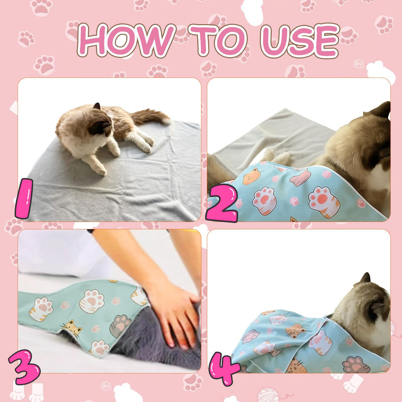 Puffluv Cat Wrap,Feline Nail Cutting Self-Adhesive Relief Blanket, Scratch&Escape-Proof,for Medication,Tooth Brushing,Claw Clipping,Ear Care with Lint Roller, 6-14 lbs - PawsPlanet Australia