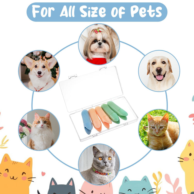 5Pcs Dog Toothbrush for Pet, Soft Silicone Finger Toothbrush 360° Cleaning Finger Brush for Small Breeds, Puppy & Kitten Dental Care, Gentle Cleaning, Travel-Friendly Design - PawsPlanet Australia
