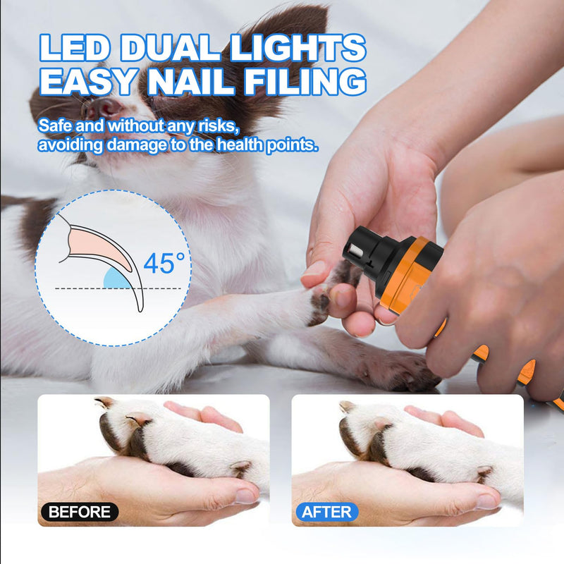Dog Nail Grinder, Electric Dog Nail Trimmer,5-Speed Paws Grooming & Smoothing,2 LED Lights & 2000mAh Battery, Suitable for Large, Medium,Small Dogs and Cats - PawsPlanet Australia