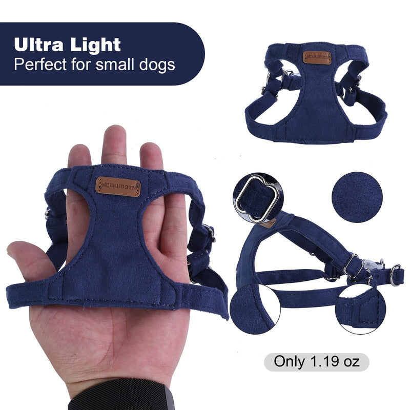 Dog Harness and Leash Set, S No Pull Adjustable Puppy Harness with Multifunction Denim Blue Dog Leash and Collar, Soft No Choke Escape Proof Pet Harness Vest for Small Dogs and Cats (Denim Blue, S)… S(9-17.5lb)