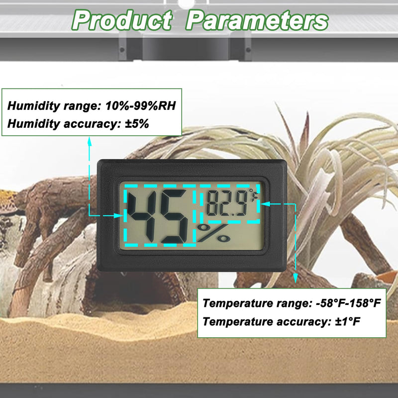 Reptile Thermometer and Humidity Gauge Digtal Terrarium Thermometer Rectangle Bearded Dragon Cage Accessories Reptile Temp and Humidity Gauge for Leopard Gecko Hermit Crab Gecko Lizard Etc 2pc - PawsPlanet Australia