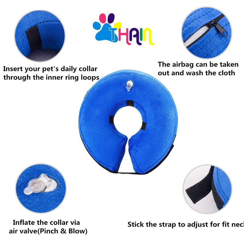 THAIN Soft Dog Recovery Protective Collar After Surgery-Cone Inflatable Collar for Dogs and Cats - Adjustable Washable Elizabethan Collar (M) M - PawsPlanet Australia