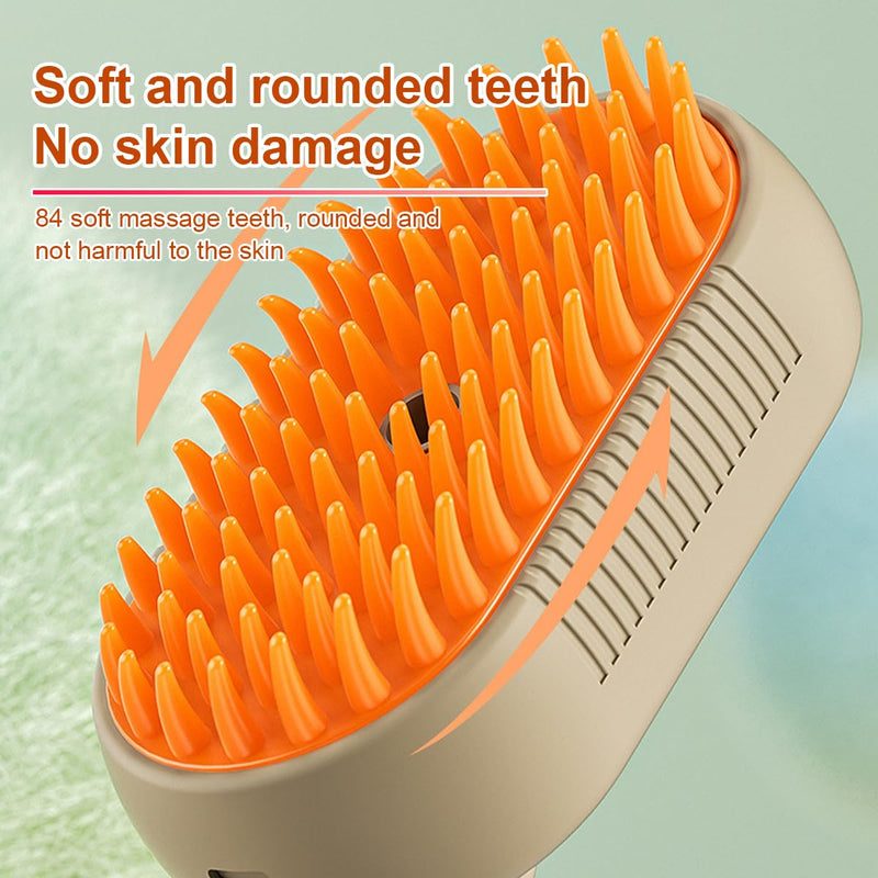 Panup Pet Steam Brush - 3 in 1 Brown Steamy Self-Cleaning Grooming Brush for Cats and Dogs, Massage Shedding and Removing Tangled Hair - PawsPlanet Australia