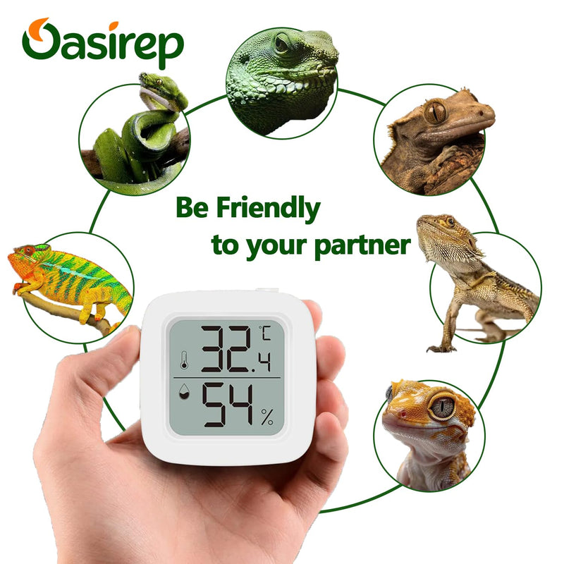 Reptile Thermometer and Hygrometer – Fast Accurate LCD Digital Temp & Humidity Meter for Bearded Dragon Tank Accessories, Lizard, Snake, Turtle, Amphibians, Small Animal Habitat White - 1 Pack - PawsPlanet Australia