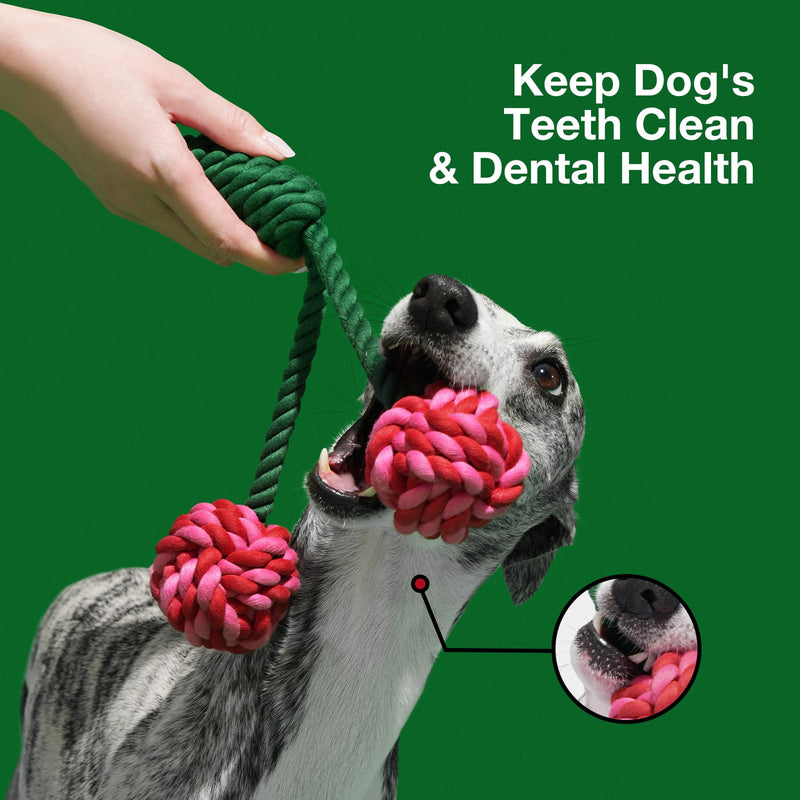 VETRESKA Dog Rope Toys,Durable Tug of War Dog Toy with Ergonomic Grip, Heavy Duty Dog Rope Toy for Large Breed Dog Puppy Training Playing Teething Chew Toys,Christmas Holiday Dog Toy Gifts,Cherry Cherry - PawsPlanet Australia