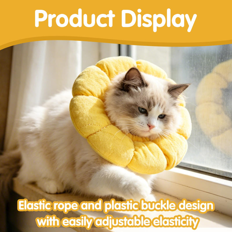 Cat neck brace, sunflower cat collar, breathable suede cotton cat neck brace, adjustable cat collar, adjustable cat collar for post-surgery use