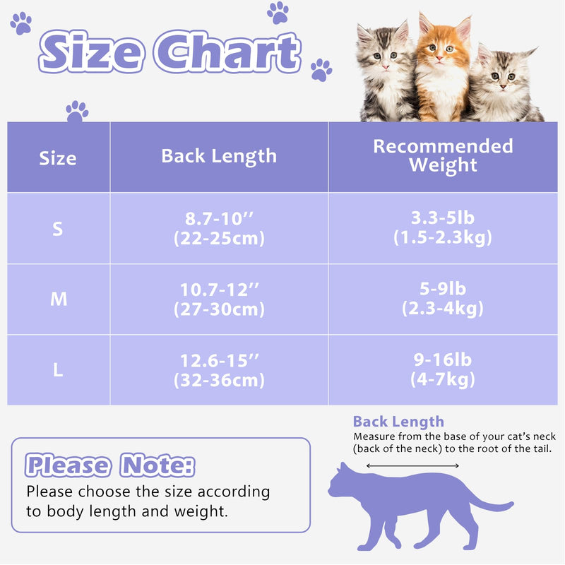 2 Pack Cat Surgery Recovery Suit Clothes for Female and Male,Cat Onesie Shirts for Cats After Surgery,Cat Spay Surgical Recovery Suit,Cat Cone to Stop Licking Abdominal Wound Alternative-Pink&Purple,M Medium Pink,Purple - PawsPlanet Australia