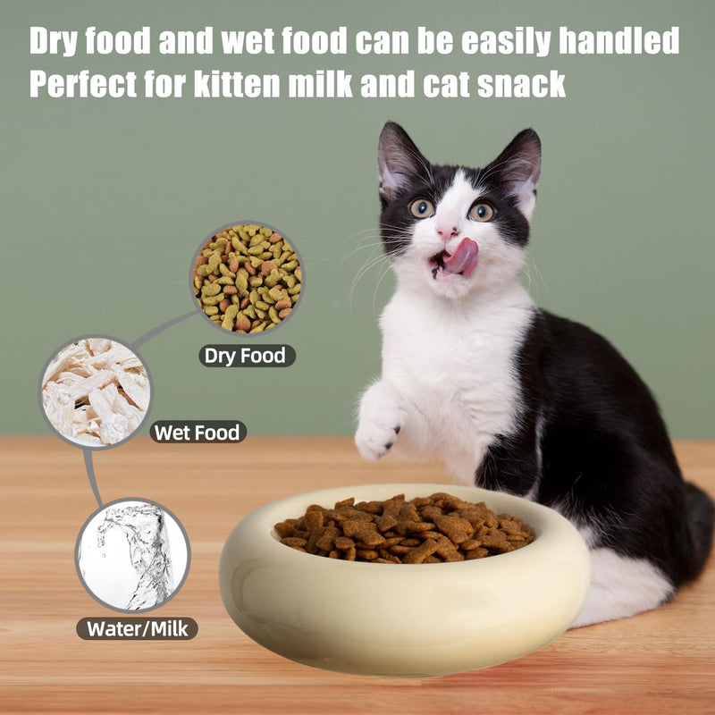 6.1 Inch Cat Bowls, 7 oz Ceramic Cat Food Bowl, Whisker Fatigue Relief Cat Bowl, Anti-Vomiting, Protect Spine, Perfect for Indoor Cats(Yellow) Yellow - PawsPlanet Australia