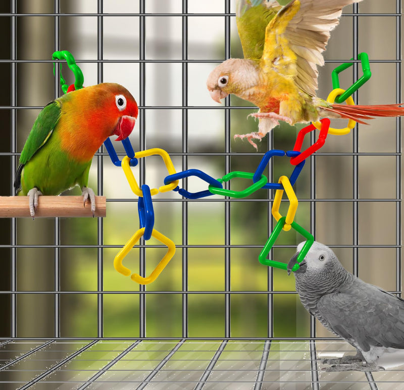40Pcs Plastic Clip Hooks Chain Links Toy, Random Shape & Color Link Children's Learning Toy, Sugar Glider for Parakeets Pet Rat Parrot Bird Toy Cage Swing Climbing Cage Toys - PawsPlanet Australia