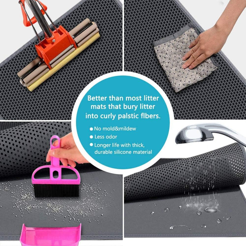 iPrimio Jumbo Cat Litter Trapper Mat – 29”x27” Mat Traps and Catches Litter Through Large Holes – Multi-Layer Bottom Repels Urine – Suitable for Messy Cats - PawsPlanet Australia