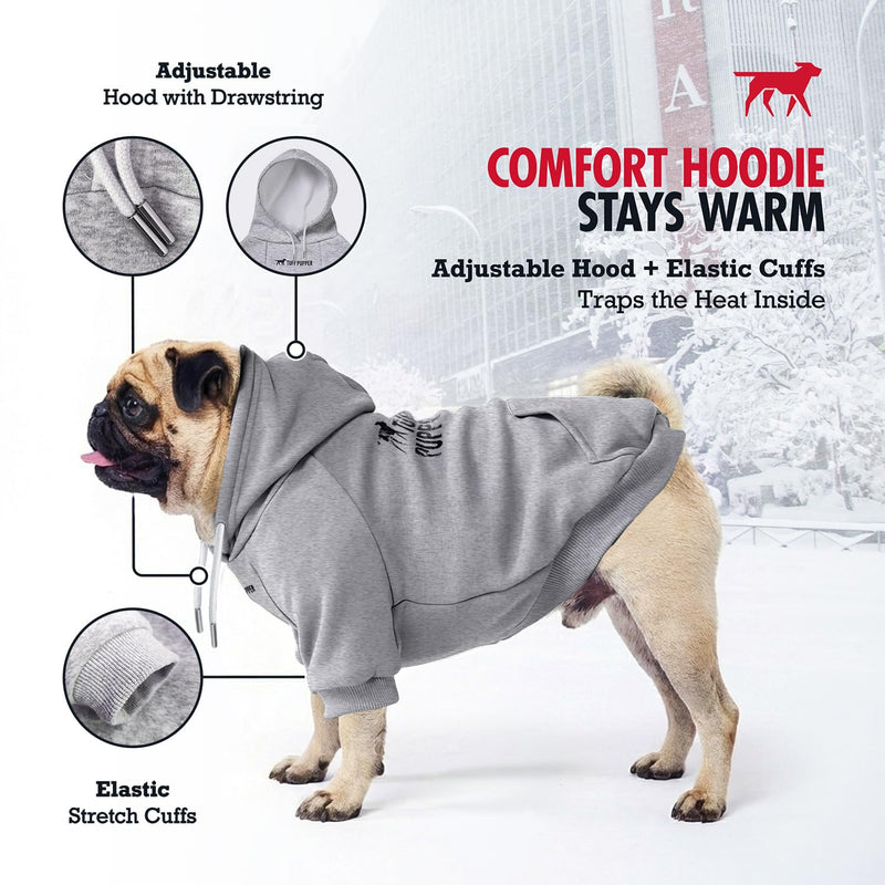 Tuff Pupper Dog Hoodie | Premium Quality Insulated Fabric | Ultra Soft Interior for Superior Comfort | Elastic Cuffs & Drawstring for Warmth | Stretch Fit Suitable for All Breeds (Gray, L) 40-60 lbs (Large) Heather Grey - PawsPlanet Australia