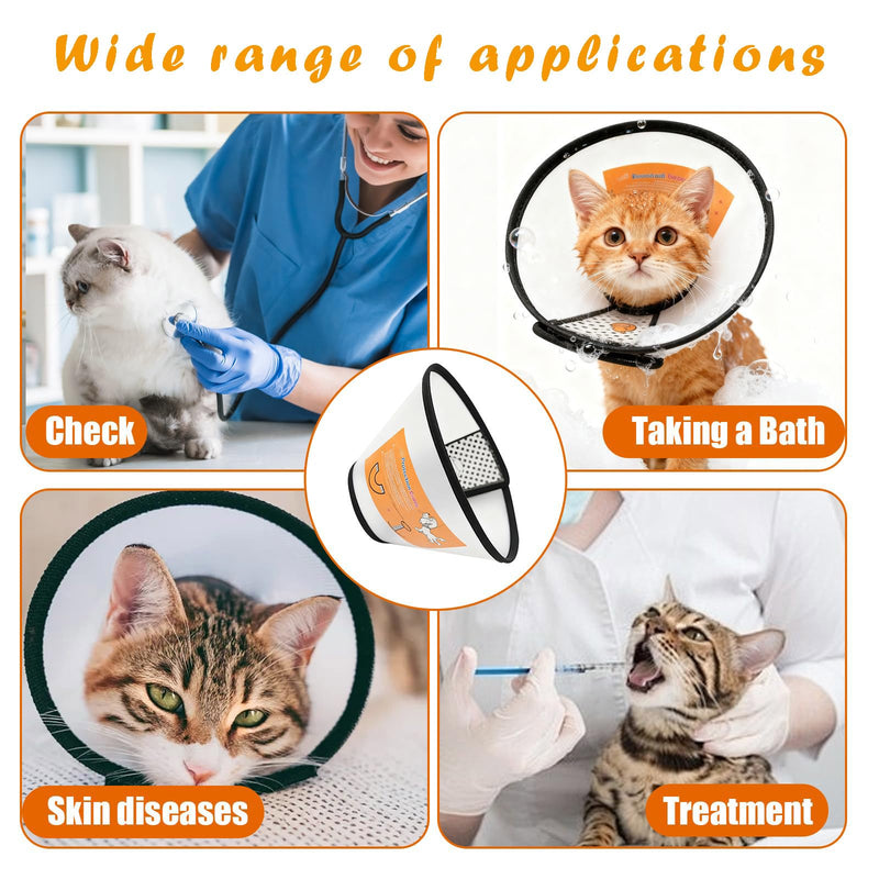 Cat neck brace, 2 PCS Lightweight plastic protective collar, cat collar, lick protection, soft for pets, post-operative anti-bite, soft for cats and small dogs, neck circumference