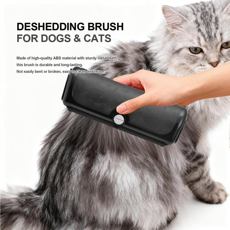 PetPog Deshedding Brush for Dogs & Cats, Wide Shallow Grooming Comb for Shedding Control, Stainless Steel Blade, Undercoat Grooming Tool for Short & Medium Coats, Non-Slip Easy-Hold Handle Black - PawsPlanet Australia