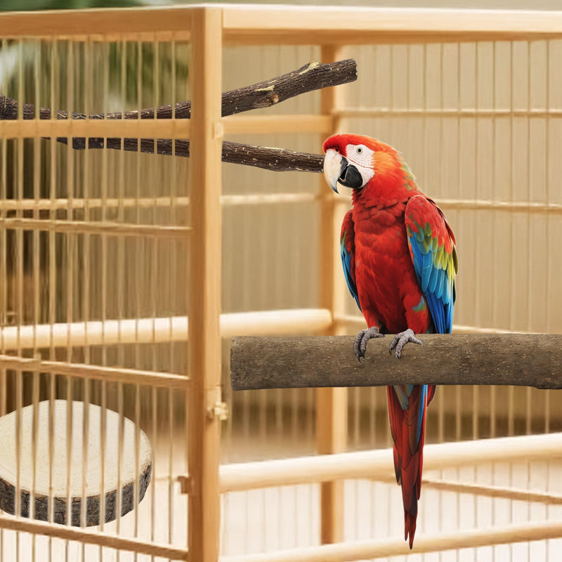 8PCS Bird Perch Natural Wooden Parrot Parakeet Toy Stand Branches Bird Cage Accessories Fork Toys Hanging Multi-Branch Perches Platform Hammock Swing Toy for Parakeets Cockatiel Conure - PawsPlanet Australia