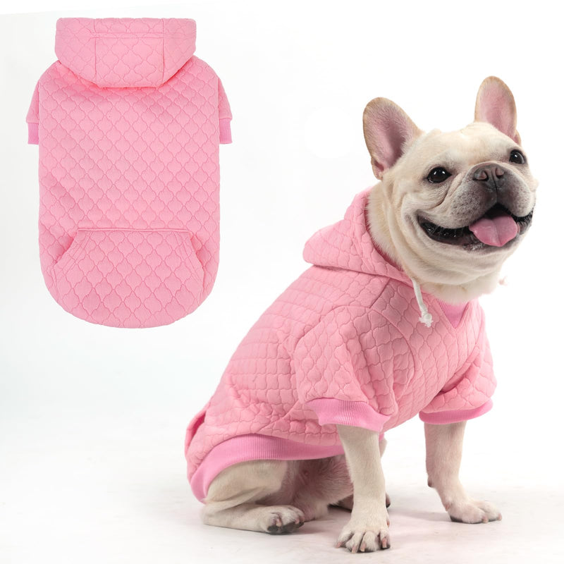 KOOLTAIL Dog Hoodie Pet Clothes Sweater with Hat and Pocket for Small Medium Large Dogs, Warm Soft Dog Cold Weather Coat, Clover Laminated Cotton Hooded Sweatshirt Outfit for Puppy Cats, Pink SM Small/Medium