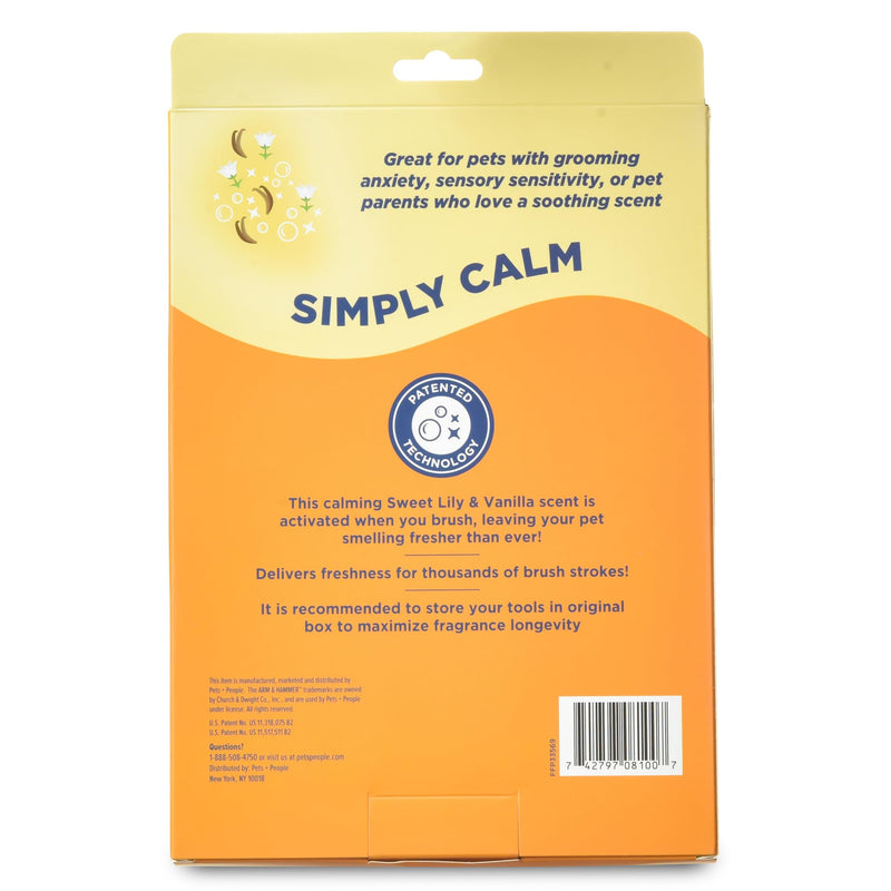 Arm & Hammer “Simply Calm” Dog Grooming Deodorizing Glove with Fragrance Transfer Technology –Scented Silicone Hand Brush for Bathing & Shedding, Sweet Lily & Vanilla Scent Navy & Yellow Grooming Pet Glove - Sweet Lily & Vanilla - PawsPlanet Australia