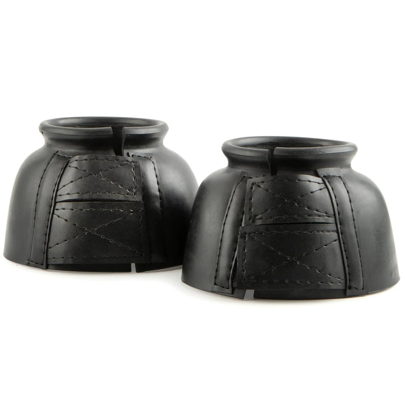 Jeffers Equine Bell Boots for Horses – Heavy-Duty Rubber Overreach Protection, Soft & Durable with Double Strap Closure, Black – Equestrian Essentials for Training, Travel & Sports - Small Size
