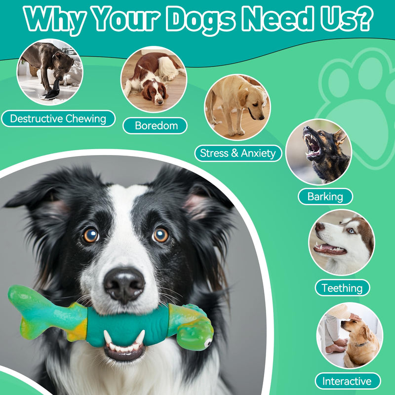 Dog Toys for Aggressive Chewers, Interactive Dog Chew Toys for Large Dogs, Indestructible Squeaky Dog Toys to Keep Them Busy, Tough Dog Toys for Medium/Large Breed Dogs (Green) Green Hammerhead Shark - PawsPlanet Australia