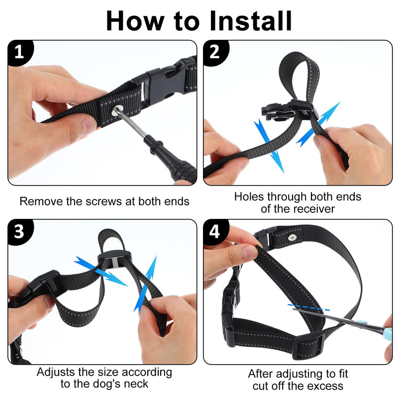 Collar Replacement Strap Breathable Quick Release Basic Dog Collars Training Bark Receiver Collars Durable Adjustable Collar Straps for Small Medium Large Dogs, Black. - PawsPlanet Australia