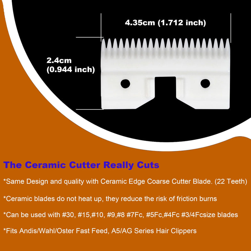 3PCS Ceramic Coarse Pet Replacement Blade Cutter Compatible with Andis 64440, Oster A5, and Walh KM Series Clippers, 22 Teeth