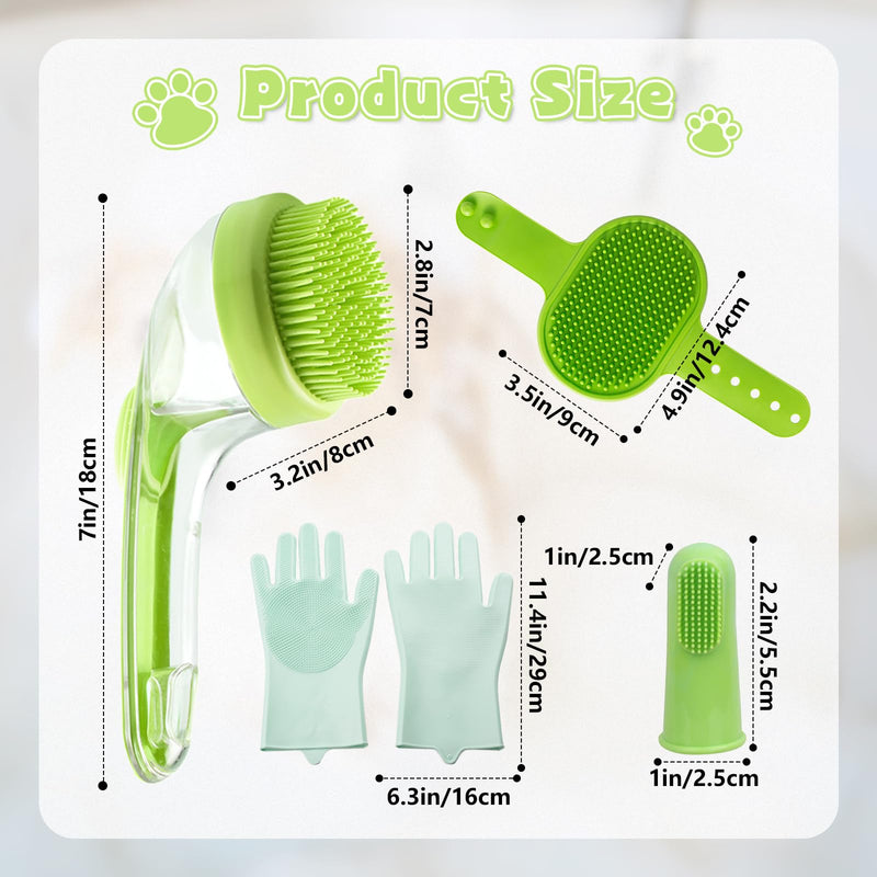 4Pcs Dog Bath Brush Set, Comfortable Long Handle Soft Grooming Brushes With Grooming Gloves Washing Gloves and Massage Brush and Finger Toothbrush, Perfect for Long Short Haired Dogs Cats Pet - PawsPlanet Australia