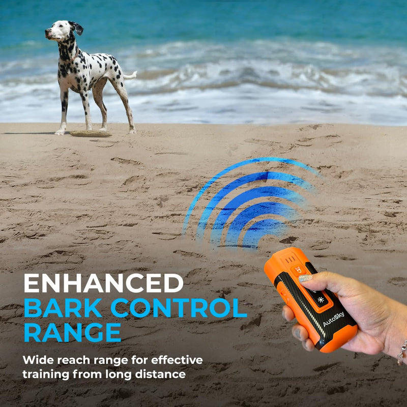 AutoSky Bark Zero Ultrasonic Dog Bark Deterrent & Training Device, Handheld Anti Barking Control with LED Flashlight, Rechargeable & Humane for Small & Large Dogs