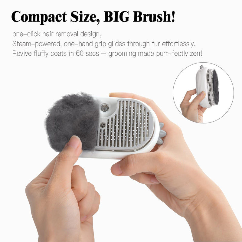 Cat Steam Brush for Shedding,Cat Brushes for Indoor Cats-3-in-1 Self-Cleaning Grooming Tool for Long & Short Haired Cats, Removes Loose Hair & Reduces Shedding,with One-click Cleaning Button (White) White - PawsPlanet Australia