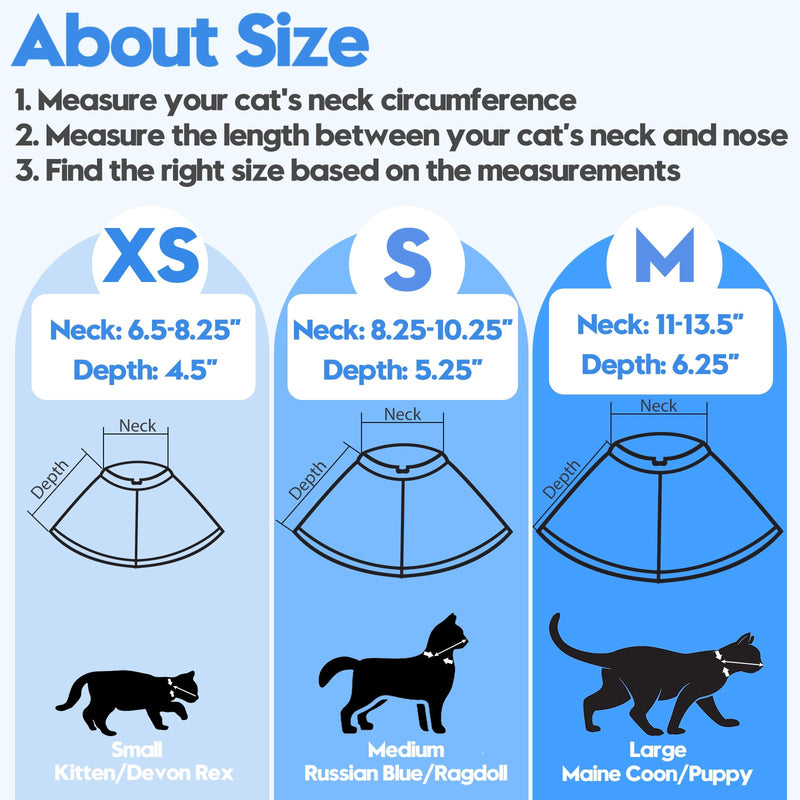 Cat Cone, Soft Cat Cone Collar to Stop Licking and Scratching, Cone for Cats after Surgery for Small Medium Large Cats, Adjustable Recovery Elizabethan Collar for Cats, Kittens, Rabbits(Blue,XS) XS-(Neck:6.5-8.25") Blue