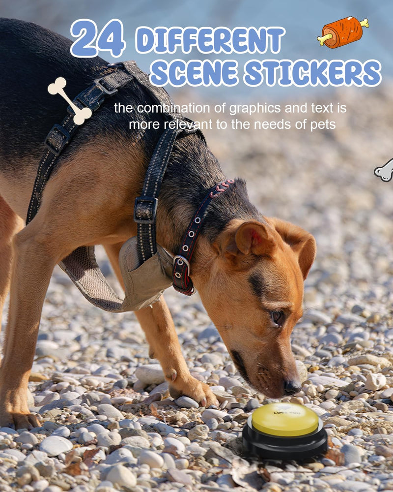 Dog Buttons for Communication, 6 Pcs Dog Talking Button Set, 30s Voice Recordable Pet Training Buzzer, Speaking Buttons for Cats & Dogs with Waterproof Dog Activity Mat and 24 Scene Stickers 6 Pack - PawsPlanet Australia