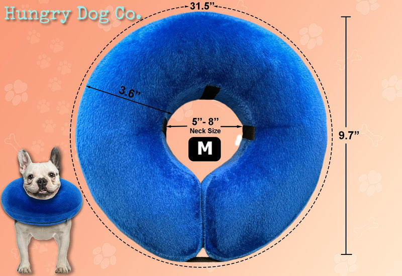 Hungry Dog Co.- Premium Inflatable Dog Collar for Dogs and Cats - Helps in Pet Recovery - Comfortable and Safe for Your Pet - Soft E-Collar – Blue, Medium (8”- 12” Neck) Medium (8”-12”Neck) - PawsPlanet Australia