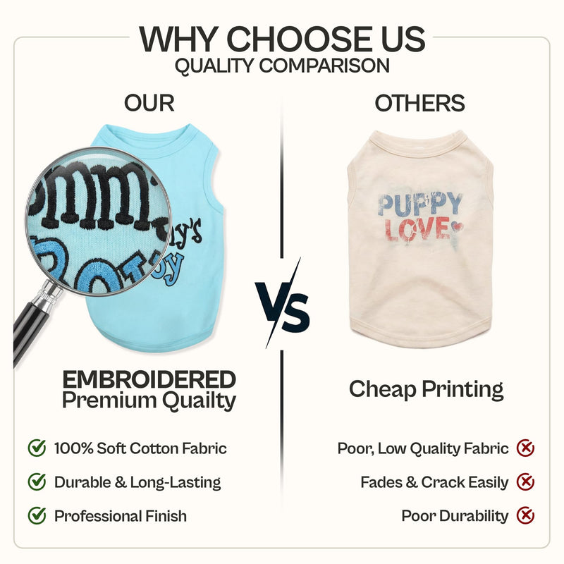 Parisian Pet Dog Shirt – 100% Cotton Shirts for Large Dogs – Blue Sleeveless Puppy Clothes – Lightweight and Breathable Dog Apparel – Boy Dogs Clothes - Stretchy Mommy’s Boy Pet Shirt Mommy's Boy 2X-Large (25-40lbs) - PawsPlanet Australia