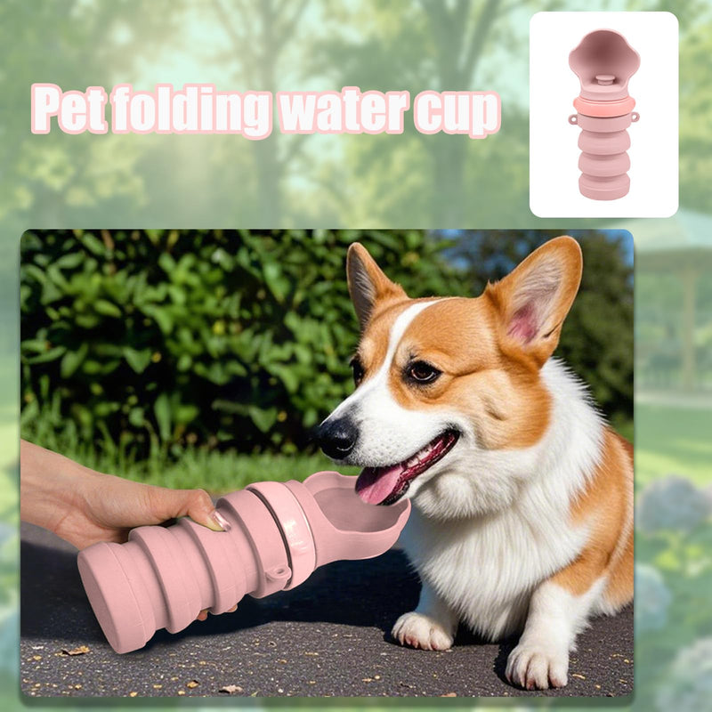 Collapsible Dog Water Bottles, Portable Dog Water Bowl Dispenser & Travel Water Bottle for Dogs - Perfect for Walking, Hiking & Outdoor Activities, Essential Item for Dogs, Food-Grade Silicone (Pink) - PawsPlanet Australia
