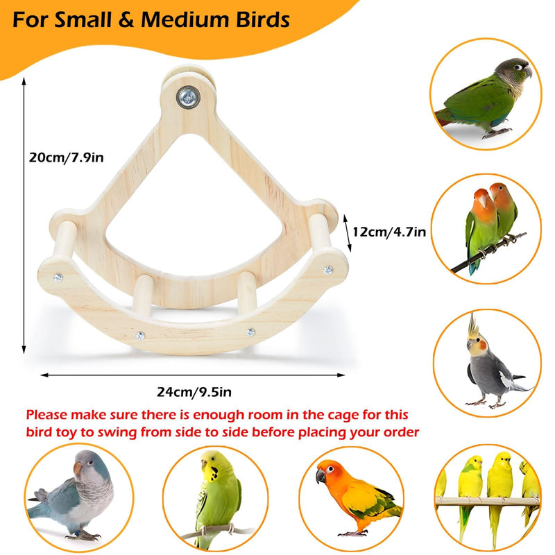 Bird Perch Toy, Interactive Rocking Parakeet Toys and Perches, Wooden Exercise Wheel Cockatiel Toys, Intelligence Puzzle Birds Enrichment Toy for Parrot, Bird Cage Accessories Perch for Budgies Conure Wood Cage Installation - PawsPlanet Australia