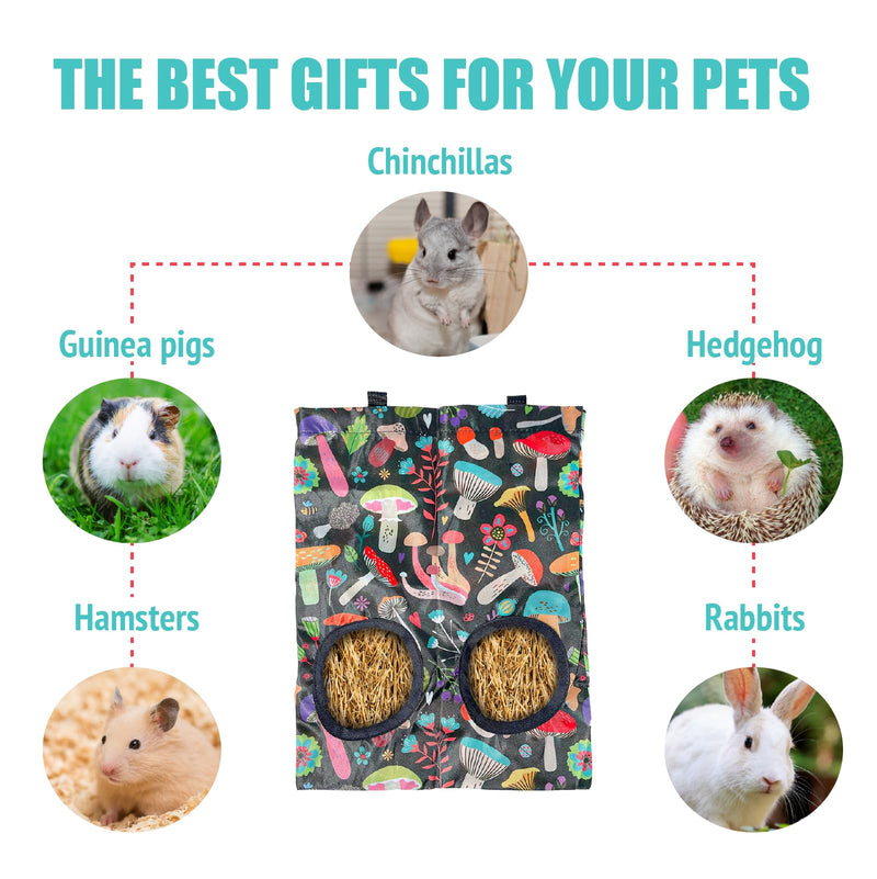 2 Pack Rabbit Hay Feeder Bags with 2 Holes,Hanging Guinea Pig Hay Dispenser,Bunny Hay Bags for Rabbits Chinchillas Hamsters and Other Small Pets - PawsPlanet Australia