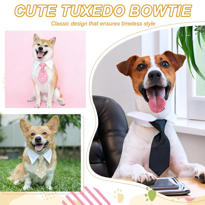 sourcing map Cat Dog Tie with Collar, Cute Tuxedo Bowtie with Handcrafted Adjustable White Collar Formal Pet Cats Necktie (Black, S), Intended for Puppies Medium Boys/Kitten Wedding Black